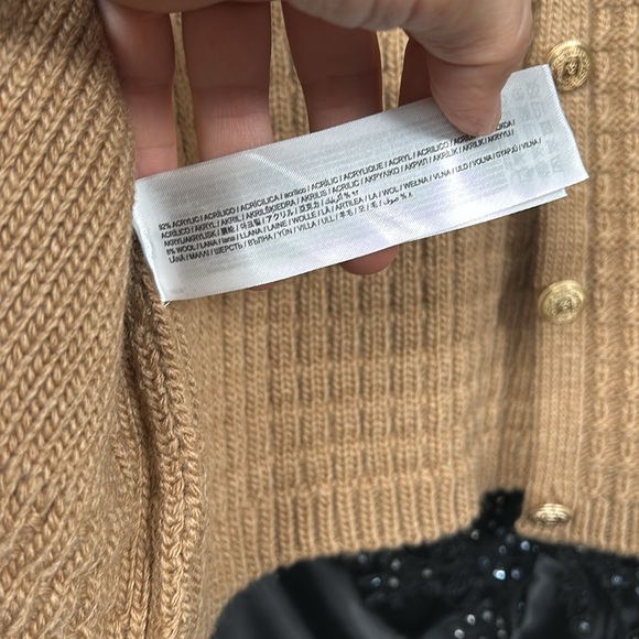 Mango Knit Cardigan Tweed Crop Gold Buttons size XS - Picture 11 of 12